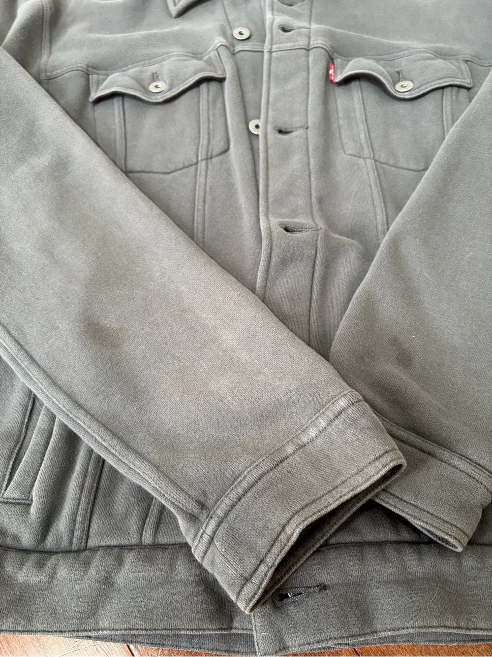 Levi's Men's Charcoal Gray Fleece Shirt Jacket - Picture 2 of 6